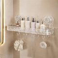 Shalvi Transparent Suction Wall Mounted Plastic Bathroom Shelf | Self Adhesive Bathroom Shelf | Bathroom Organiser Without Drill