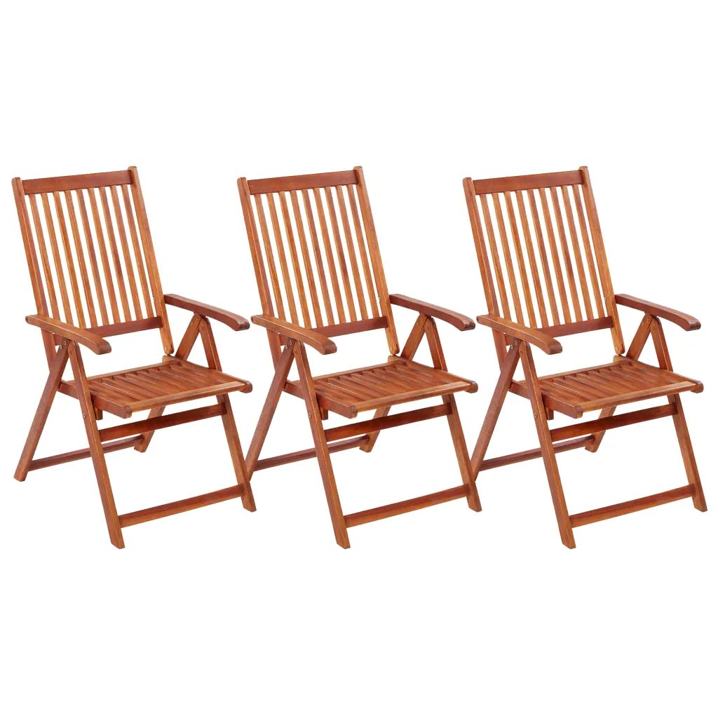 VidaBella Solid Acacia Wood Folding Garden Chairs (3 Set)