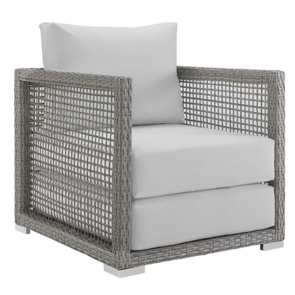 Modway Aura Outdoor Patio Wicker Rattan, 6 Piece Set, Gray White