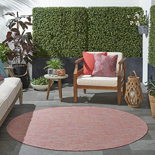 Nourison Positano Indoor/Outdoor Rainbow 8' X Round Area Rug, Easy Cleaning, Non Shedding, Bed Room, Living Room, Dining Room, B