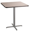 National Public Seating NPS 36" Square Cafe Table with X Base, 42" Height, Particleboard Core/T-Mold, Grey Nebula Top, Grey Frame