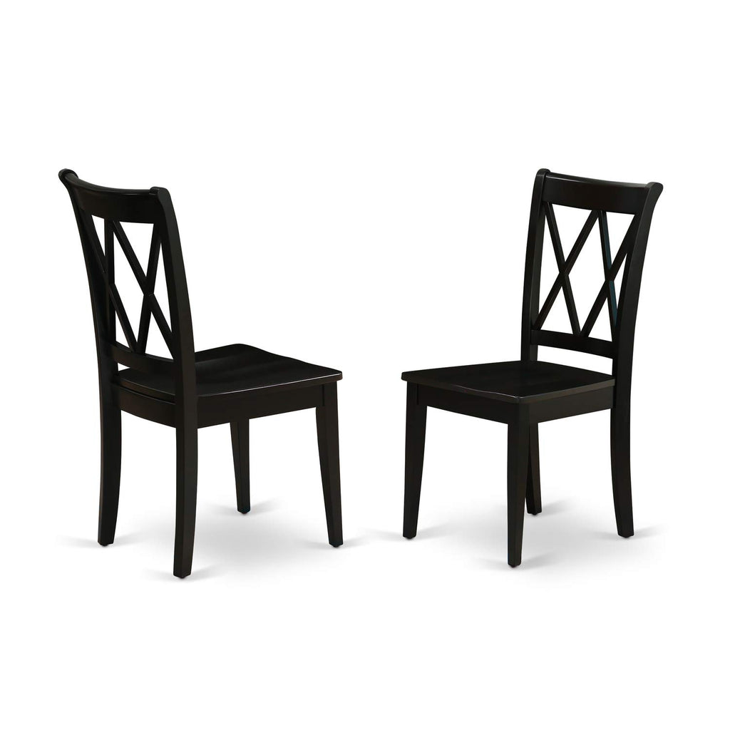 East West Furniture Lgcl7-Blk-W 7Pc Dinette Set Includes A Rectangular 66/84 Inch Dining Room Table With Butterfly Leaf And 6 Wood Seat Chairs, Black Finish, 42X84 Inch