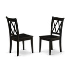 East West Furniture Lgcl7-Blk-W 7Pc Dinette Set Includes A Rectangular 66/84 Inch Dining Room Table With Butterfly Leaf And 6 Wood Seat Chairs, Black Finish, 42X84 Inch