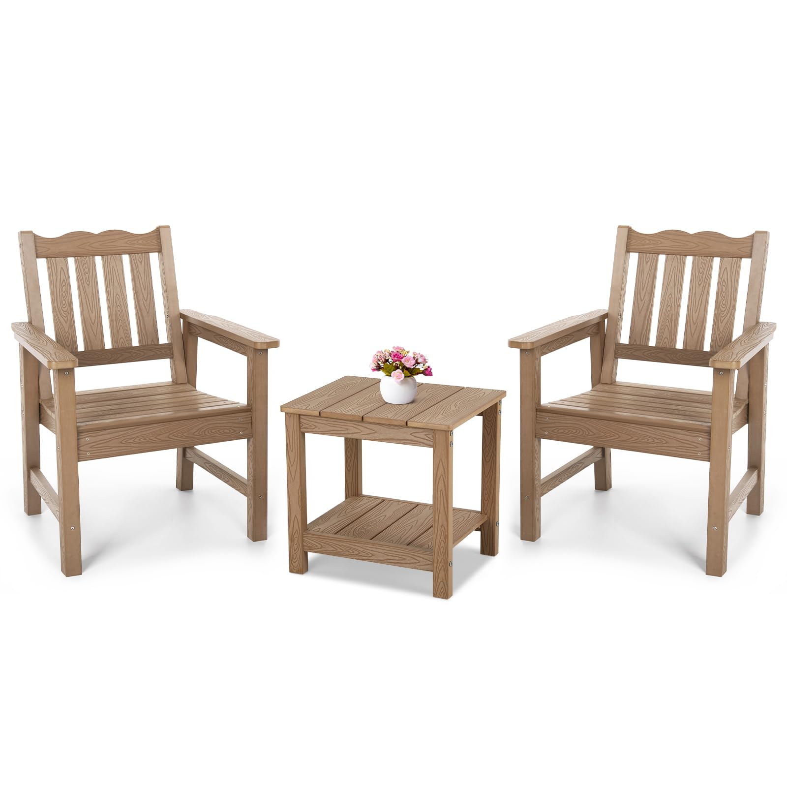Stoog 3-Piece All-Weather Garden Chairs Set Of 2 With Table, Outdoor Dining Chair With 400 Lbs Weight Capacity, Patio Bistro Set