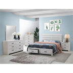 Coaster Home Furnishings Brantford Farmhouse 5-Piece Bedroom Set Eastern King Size Storage Panel Bed Frame 49-inch Headboard Coastal White 207050KE-S5