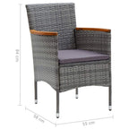 vidaXL Patio Dining Chairs 4 pcs Poly Rattan Gray