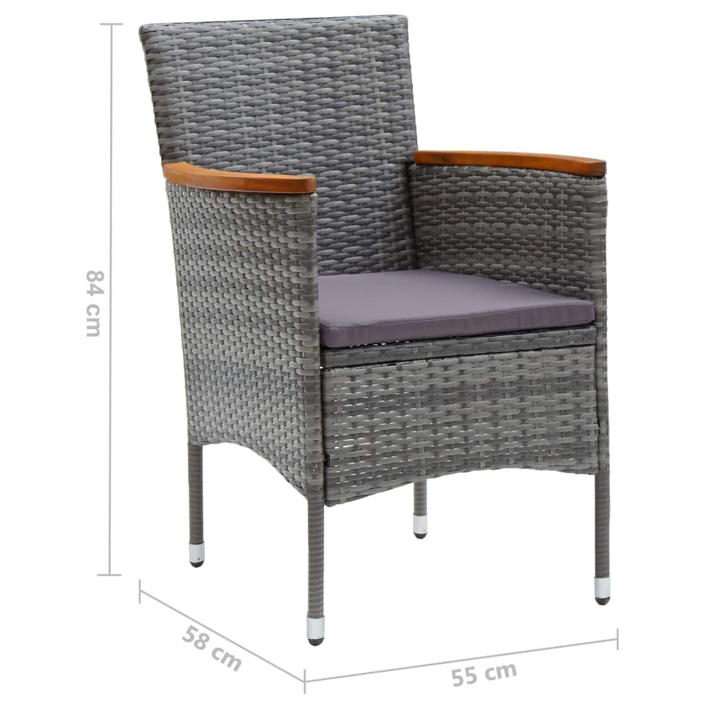 vidaXL Patio Dining Chairs 4 pcs Poly Rattan Gray