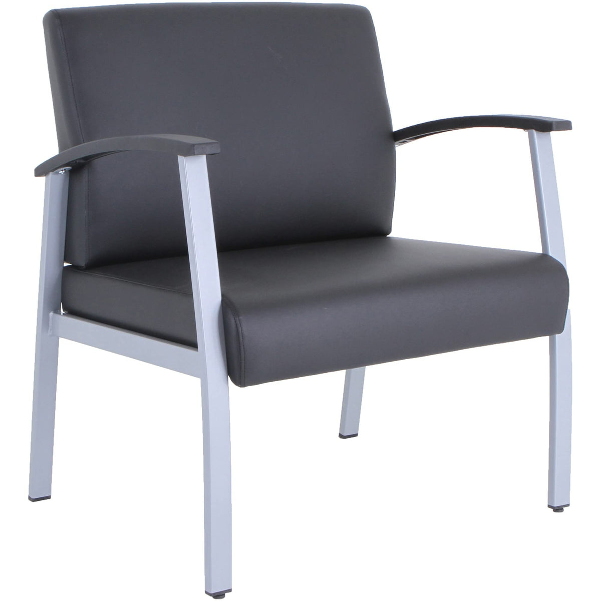 Lorell Big & Tall Chair, 34.3&quot; x 30.9&quot; x 19.1&quot;, Black, Silver, Powder Coated Silver