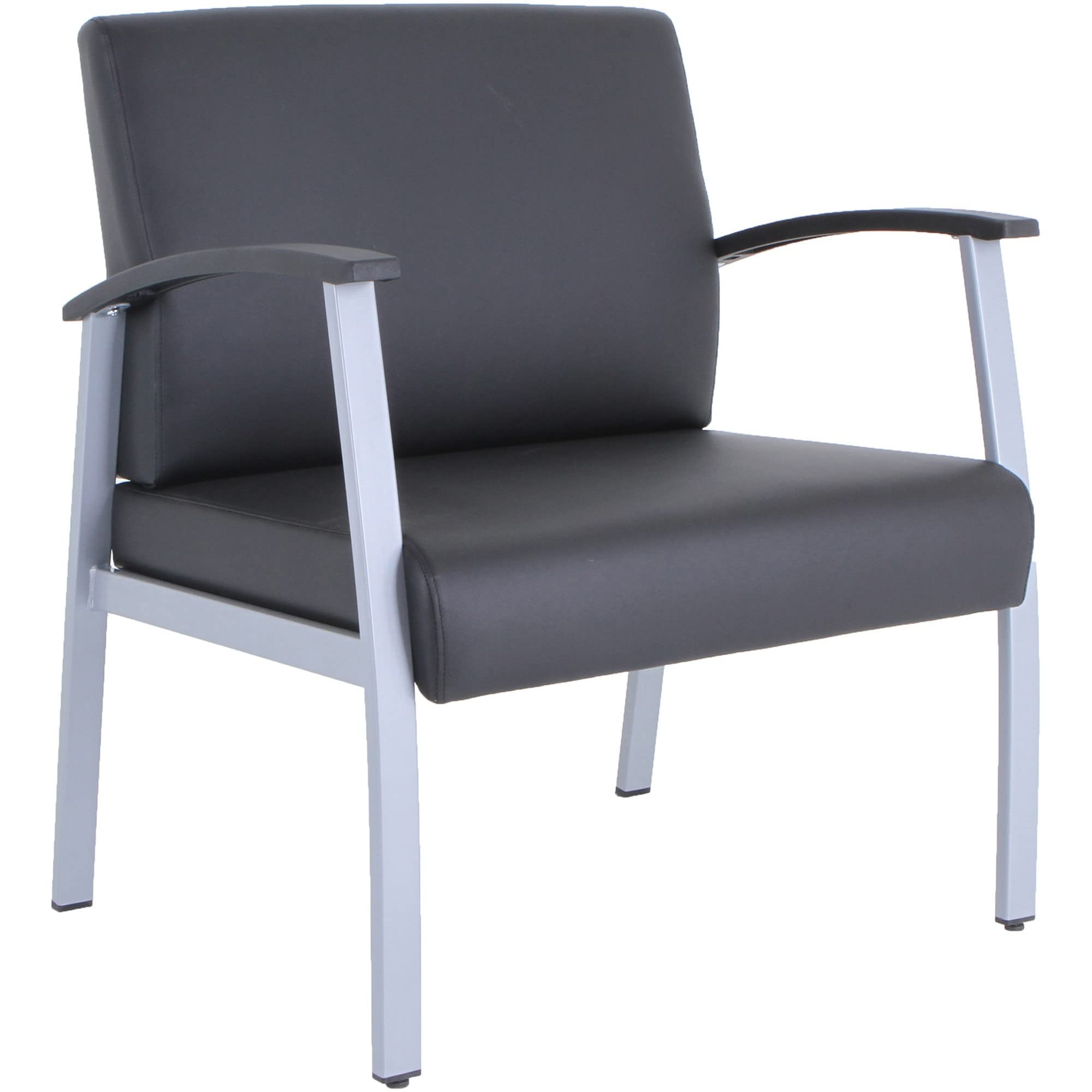 Lorell Big & Tall Chair, 34.3" x 30.9" x 19.1", Black, Silver, Powder Coated Silver