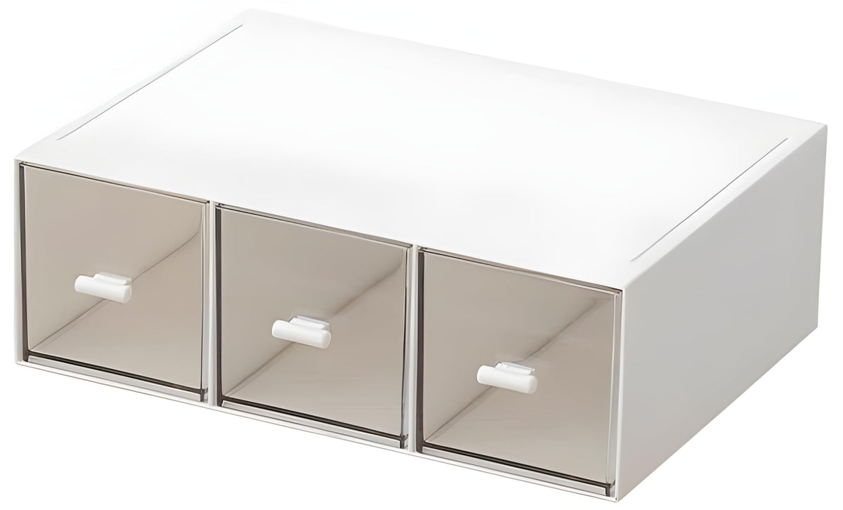 Kulusion Desk Drawer Organizer, Stackable Storage Drawers, Plastic White Desk Organizers Great For Office School Home - Large 3