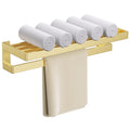 TNOMS Double Towel Racks for Bathroom Towel Bar,Brushed Gold Towel Rack 23.6-inch Towel Holder Stainless Steel Bathroom Hardware