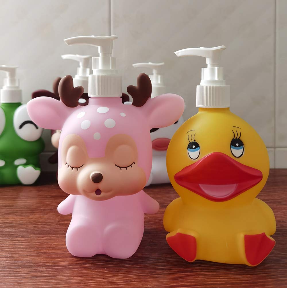 Hyever Deer Duck Cute Cartoon Animal Hand Soap Pump Lotion, Hand Soap, Shampoo, Shower Gel Dispenser, Suitable For Bathrooms, Ki