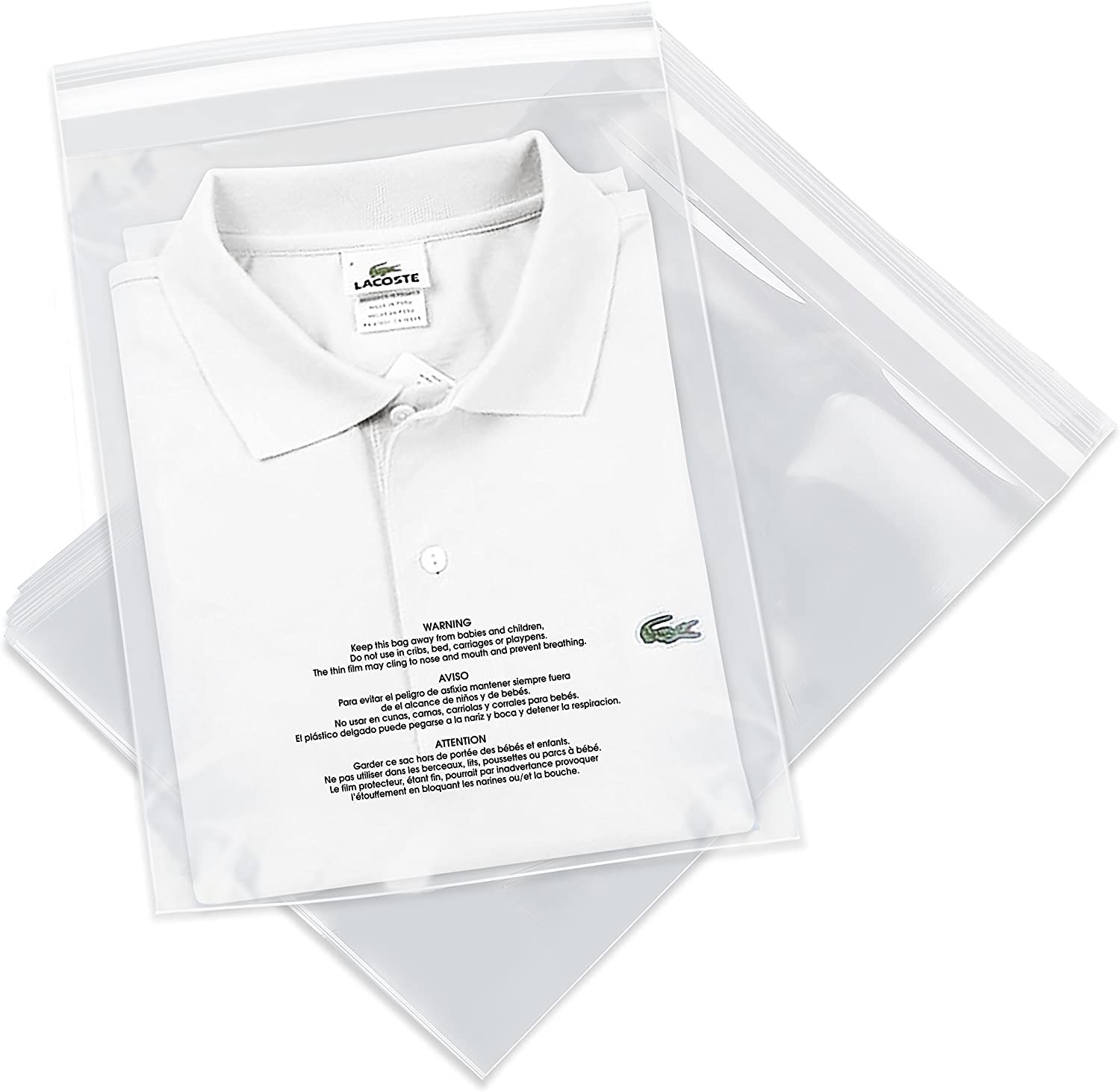 Spartan Industrial - 13    X 15    (200 Count) Self Seal Clear Poly Bags With Suffocation Warning For Packaging, T Shirts - Perm