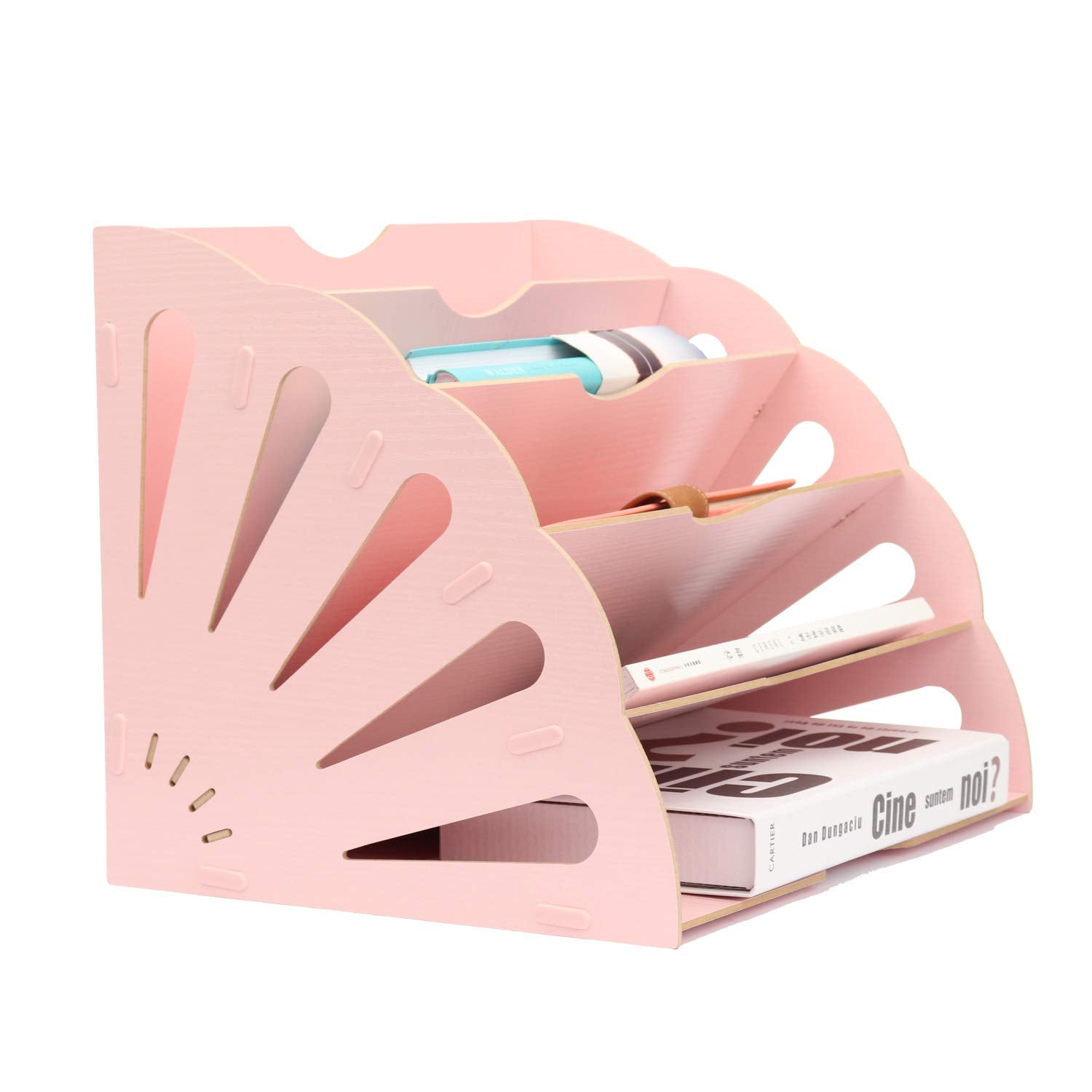 5 Sections Assembly File Sorter Buckle Design Office Wood File Organizer Document Desktop Folder For Home Students Diy Organizat