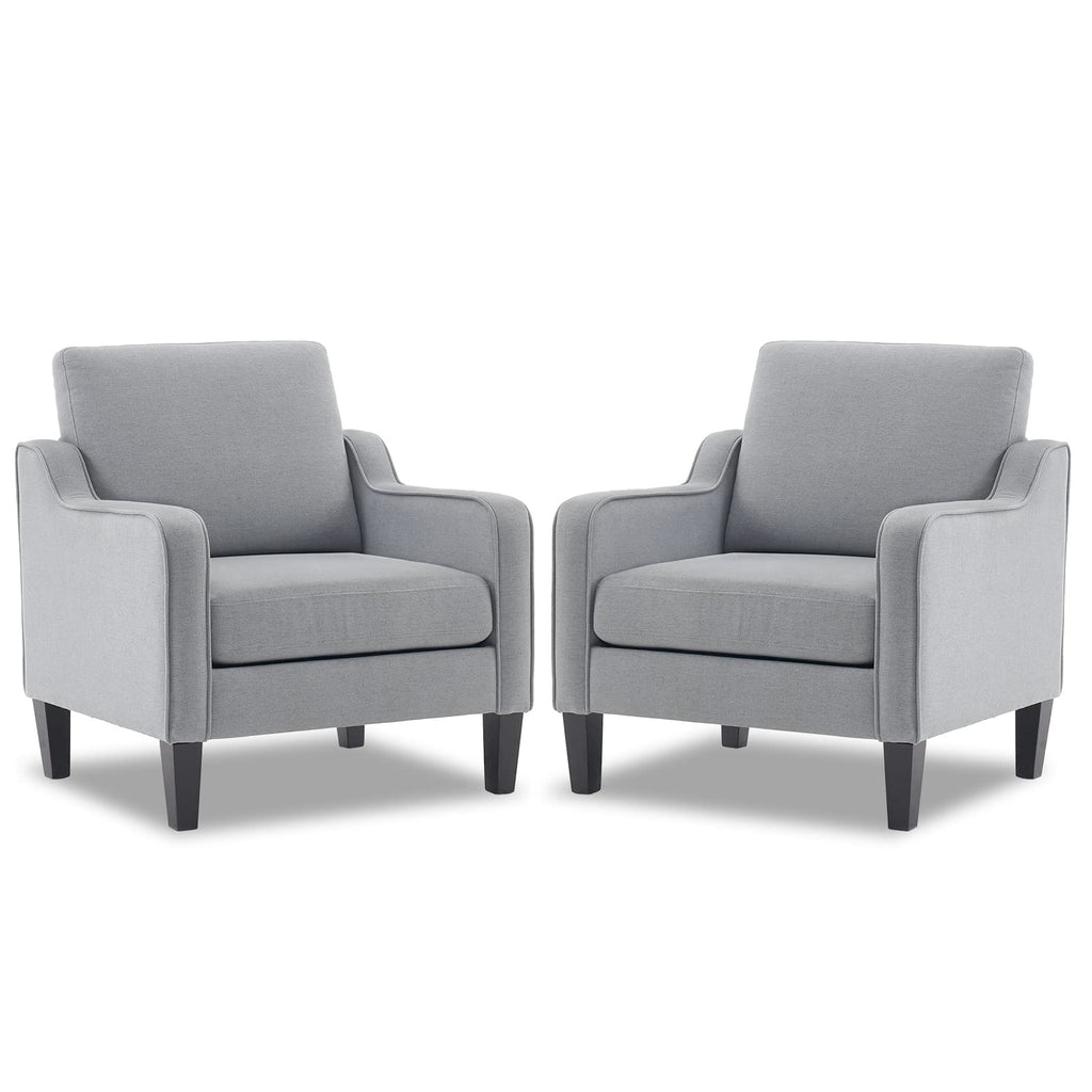 Vingli Modern Accent Chairs Set Of 2,Comfy Grey Armchair For Bedroom,Living Room Upholstered Sofa Chair Reading Chair For Small Spaces