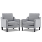 Vingli Modern Accent Chairs Set Of 2,Comfy Grey Armchair For Bedroom,Living Room Upholstered Sofa Chair Reading Chair For Small Spaces