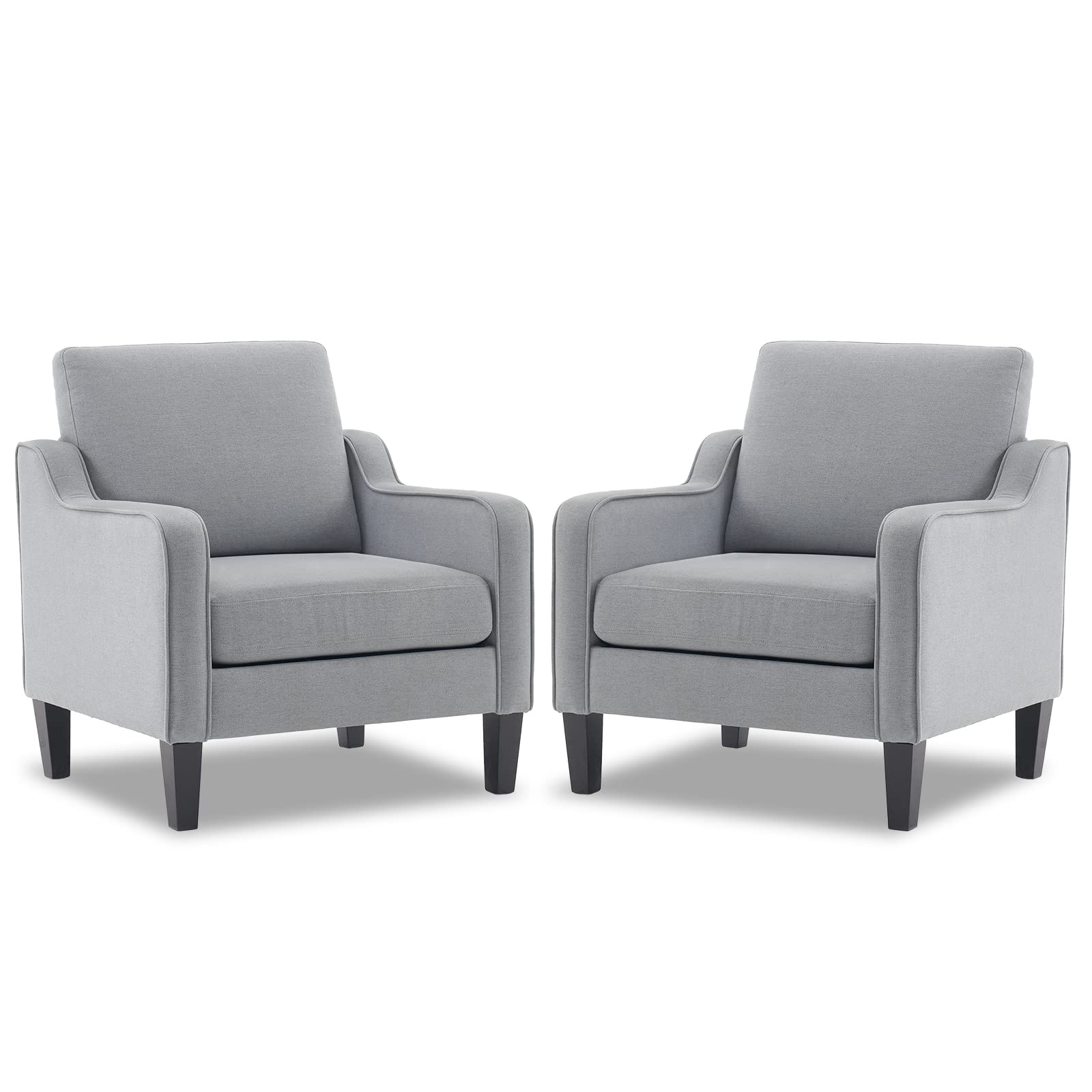 Vingli Modern Accent Chairs Set Of 2,Comfy Grey Armchair For Bedroom,Living Room Upholstered Sofa Chair Reading Chair For Small Spaces