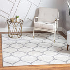 Unique Loom Trellis Frieze Collection Area Rug - Rounded (3' Square, Ivory/ Gray)