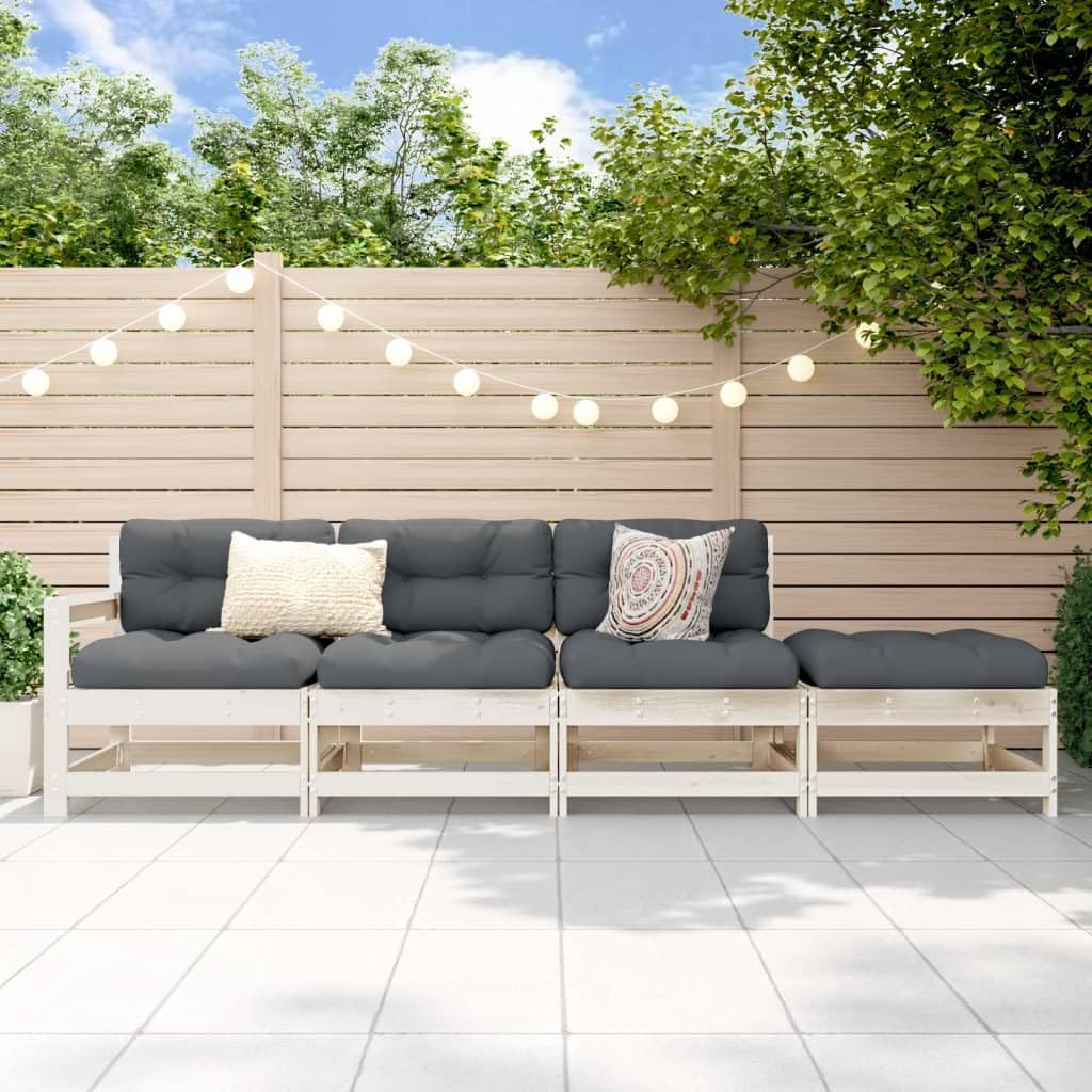 vidaXL Patio Lounge Set - Outdoor Garden Furniture 4 Piece White Pine Wood Slatted Design - Garden, Terrace, Patio Lounger Set