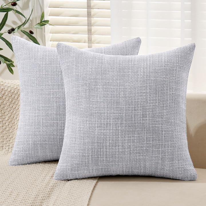 Miulee Burlap Linen Throw Pillow Covers 20X20 Inch Blue Grey Decorative Pillow Covers Modern Farmhouse Pillowcases Soft Accent C