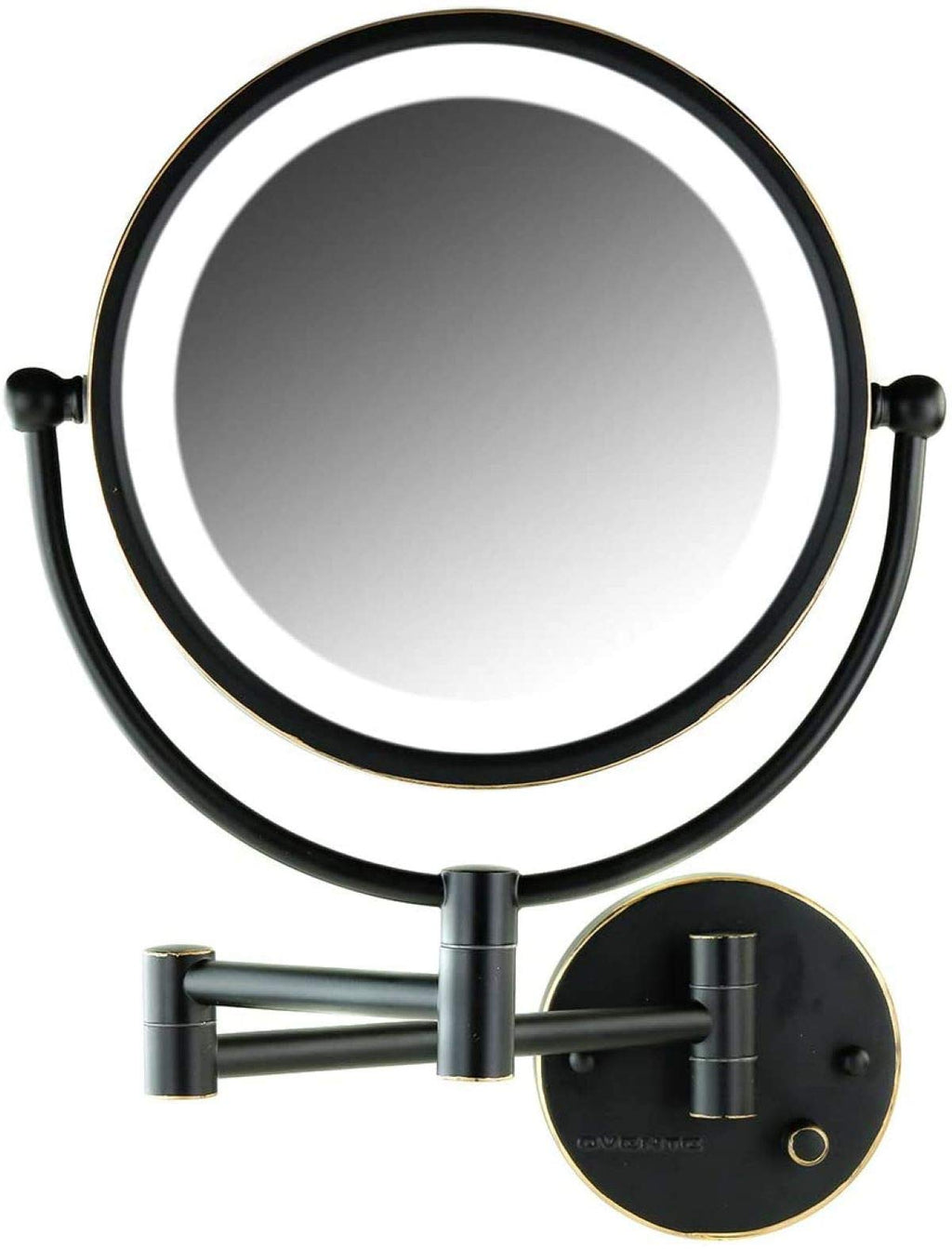 OVENTE 9' Lighted Wall Mount Makeup Mirror - 1X/ 7X Magnifier, Hardwired Glow Cosmetic Light Mirror, Spinning 360-Degree, Doubl