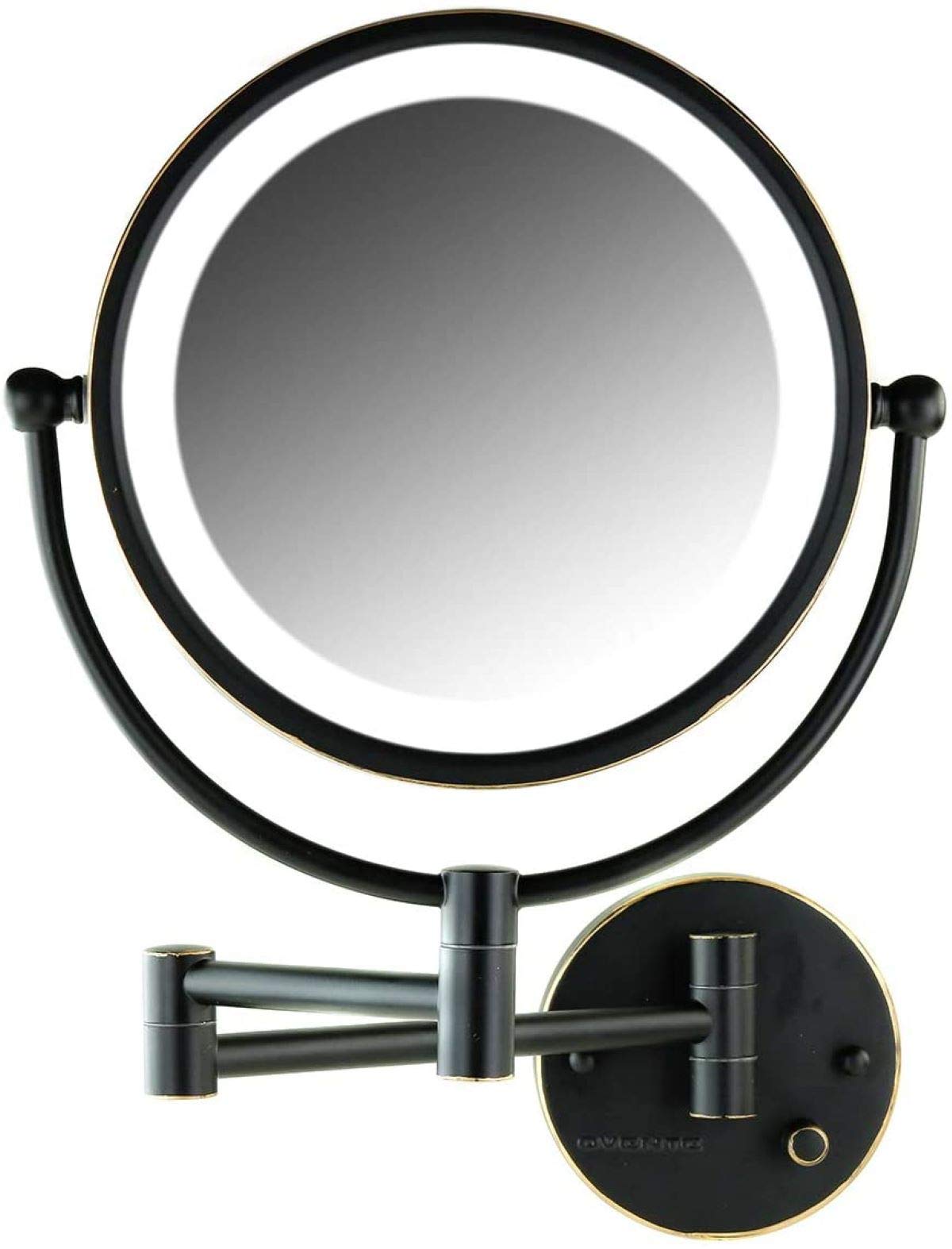 OVENTE 9' Lighted Wall Mount Makeup Mirror - 1X/ 7X Magnifier, Hardwired Glow Cosmetic Light Mirror, Spinning 360-Degree, Doubl