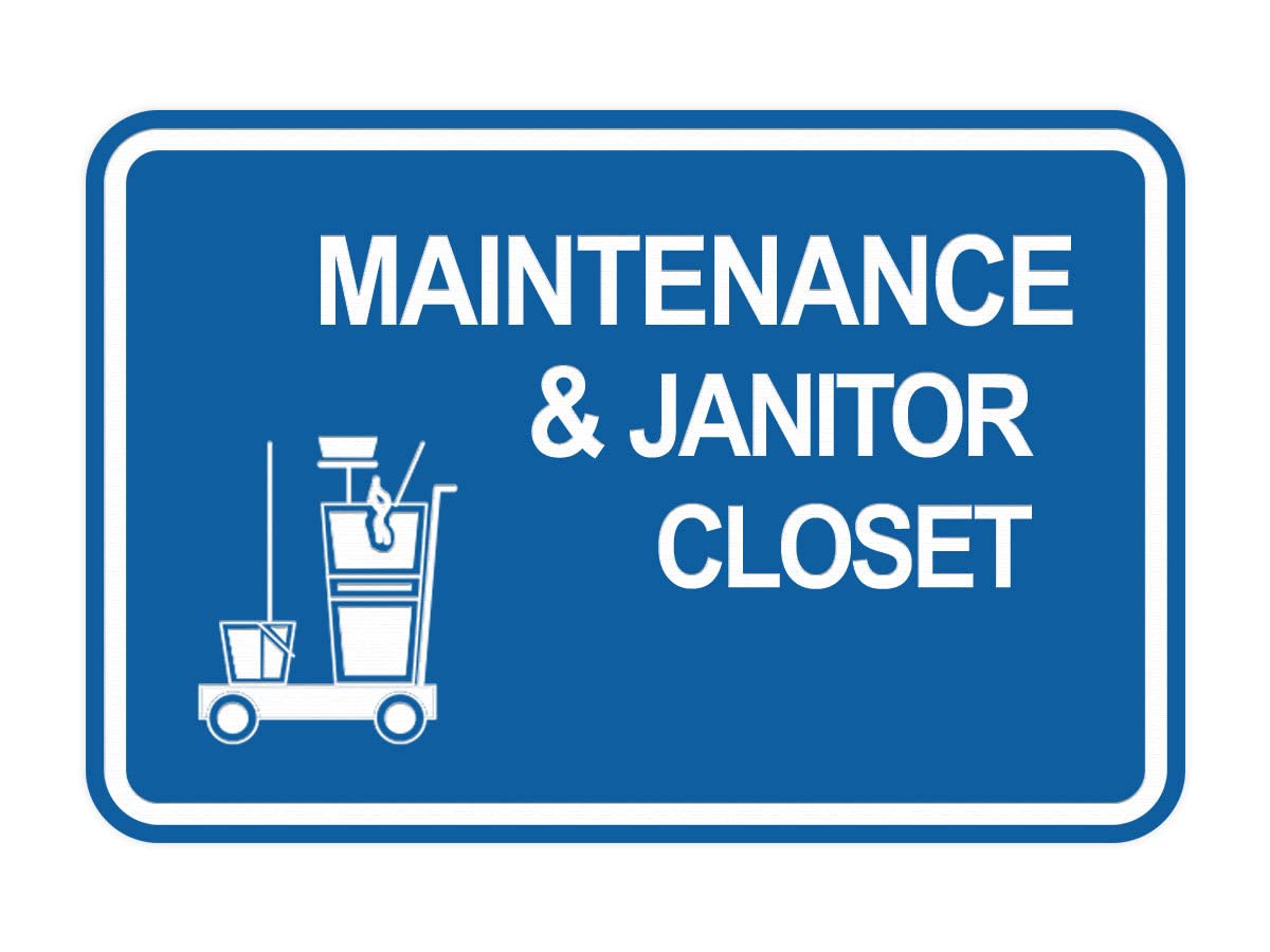 Signs Bylita Classic Framed Maintenance & Janitor Closet Sign (Blue) - Medium 1 Pack