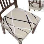 Searchi Stretch Dining Chair Seat Covers Set Of 6, Soft Removable Washable Seat Covers For Dining Chairs, Dining Room Seat Cover Slipcover Protector (Rear-Covered, Beige Stripe)