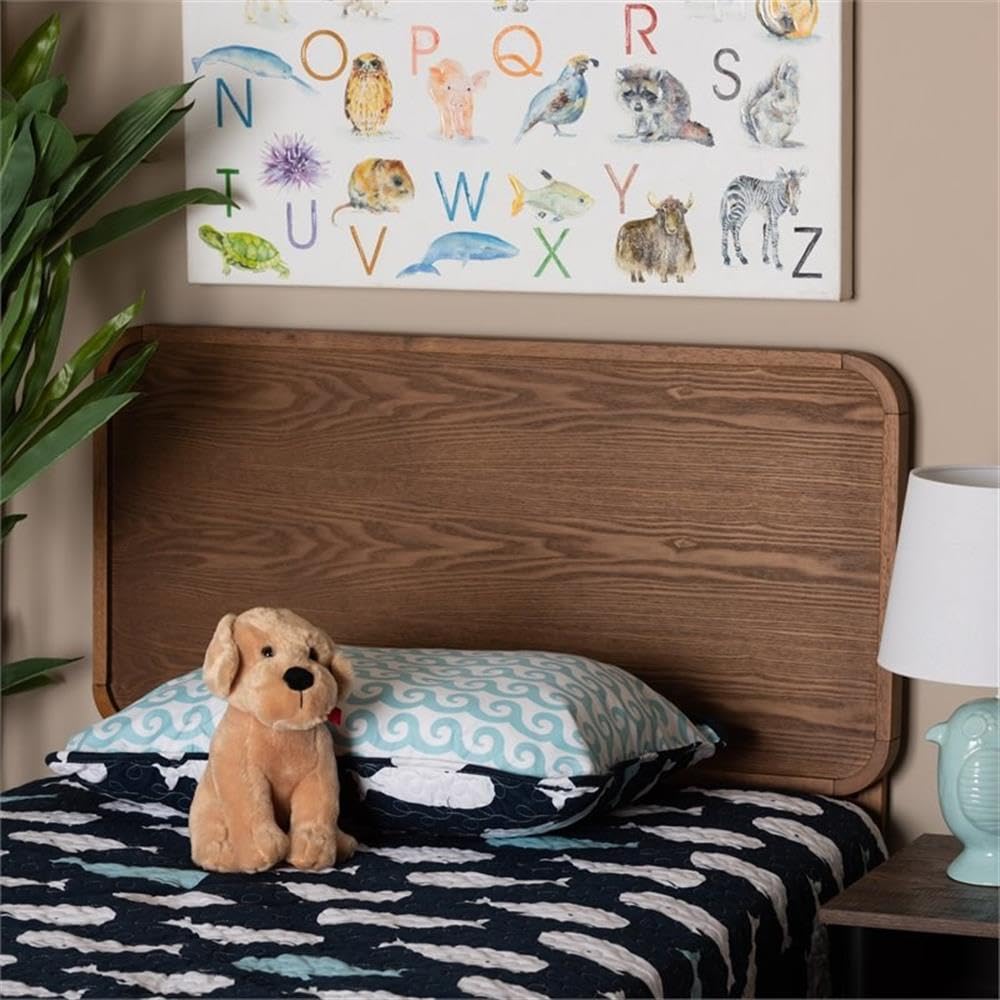 Baxton Studio Mailene Mid-Century Modern Walnut Brown Finished Wood Twin Size Headboard