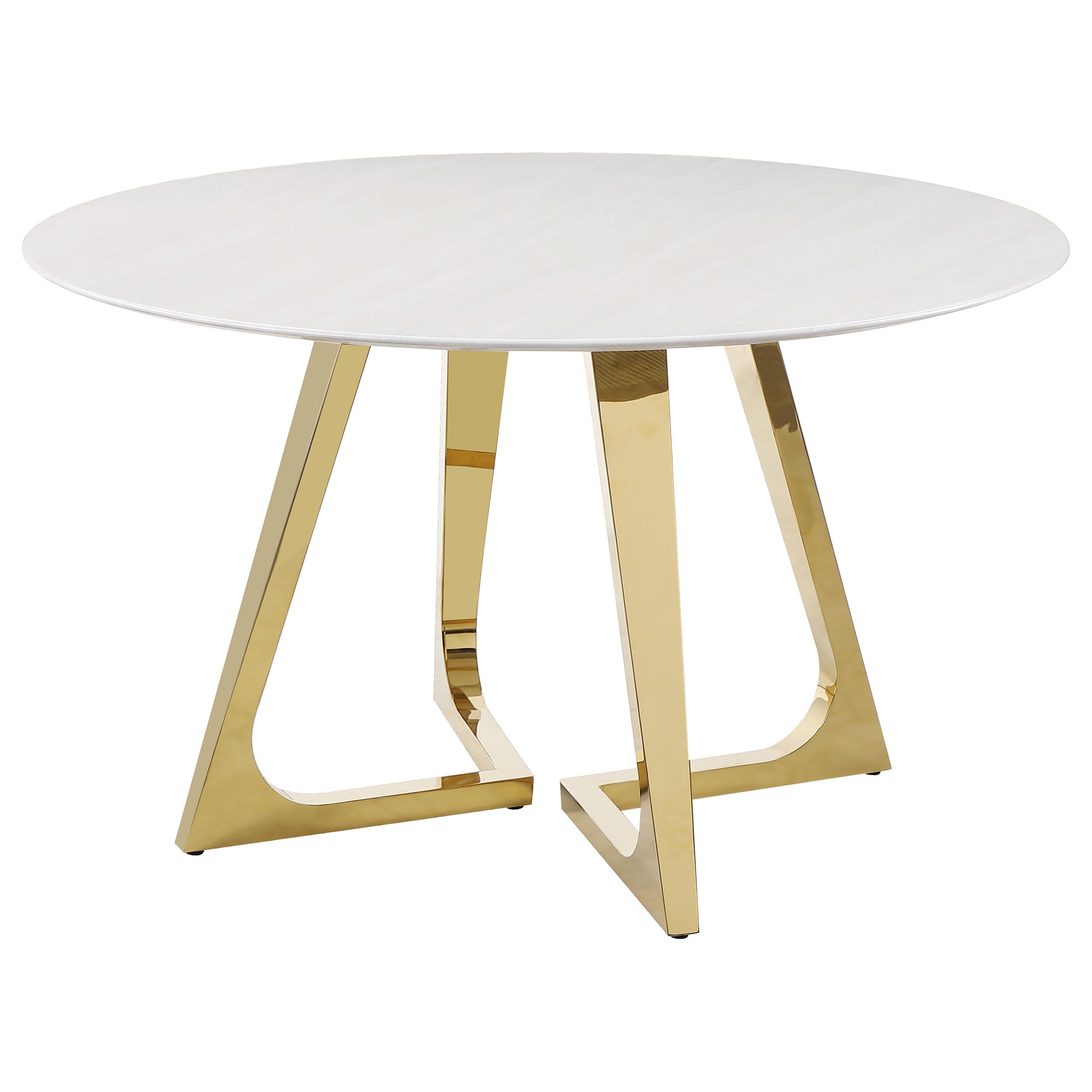 Coaster Home Furnishings Gwynn Round Dining Table with Marble Top and Stainless Steel Base White and Gold