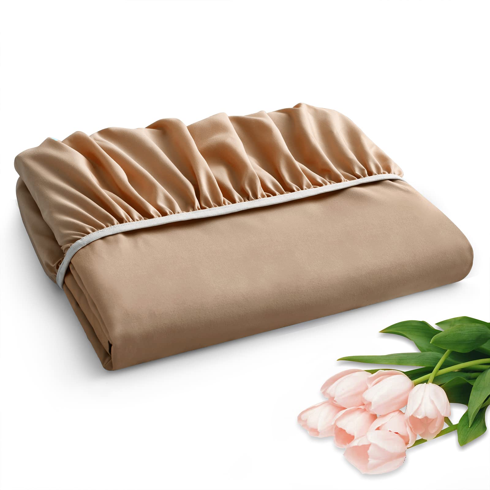 Horbaunal Extra Deep Pocket Queen Fitted Sheet Only - Fits Up To 24 Inch Mattress - Luxury 1800 Thread Count - Microfiber Taupe