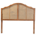 Baxton Studio Iris Vintage Classic and Traditional Ash Walnut Finished Wood and Synthetic Rattan Queen Size Arched Headboard