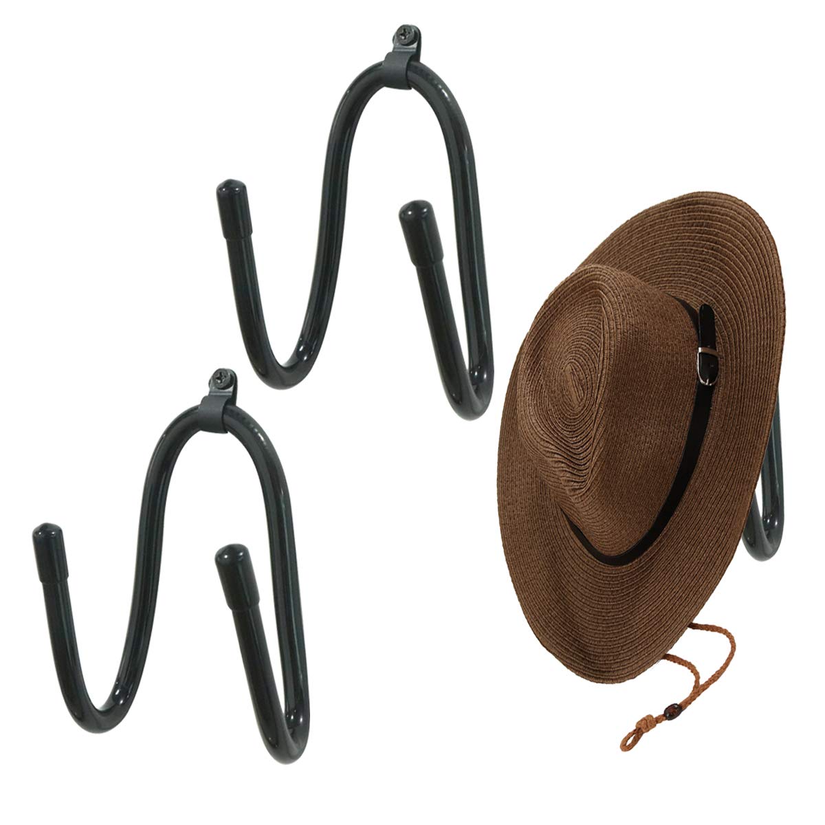 Kesywale 2 Pack Cowboy Hat Rack Holder for Wall, Adjustable Cowboy Hats Wall Mount Baseball Cap Organizer Western Hat Hanger (2)