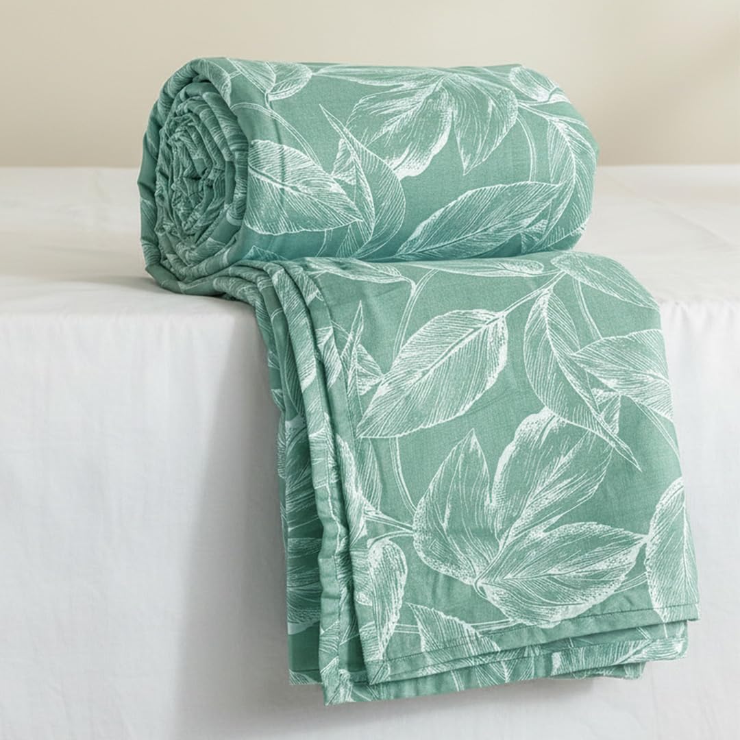 HOMEMONDE 100% Cotton Reversible Dohar Double Bed Size | AC Blanket Comforter | Soft Lightweight Bed Blanket Quilt (84 x 94 Inch