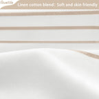 Awellife Boho Beige Shower Curtain For Bathroom Extra Long Stripe Knotted-Tassel Shower Curtain 72 X 84 Inches Natural Linen