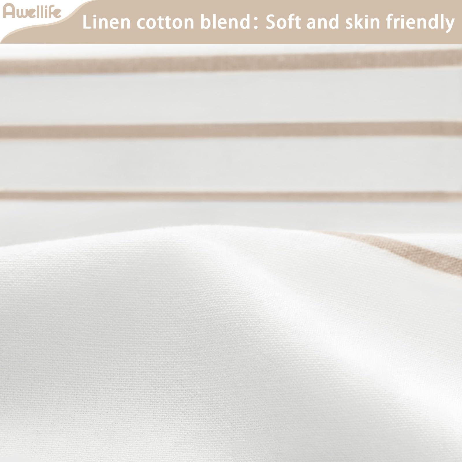 Awellife Boho Beige Shower Curtain For Bathroom Stripe Tassel Shower Curtain 36 X 72 Inches Farmhouse Linen