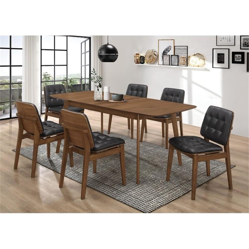 Coaster Furniture Redbridge Tufted Back Natural Walnut and Black (Set of 2) Side Chair 106596