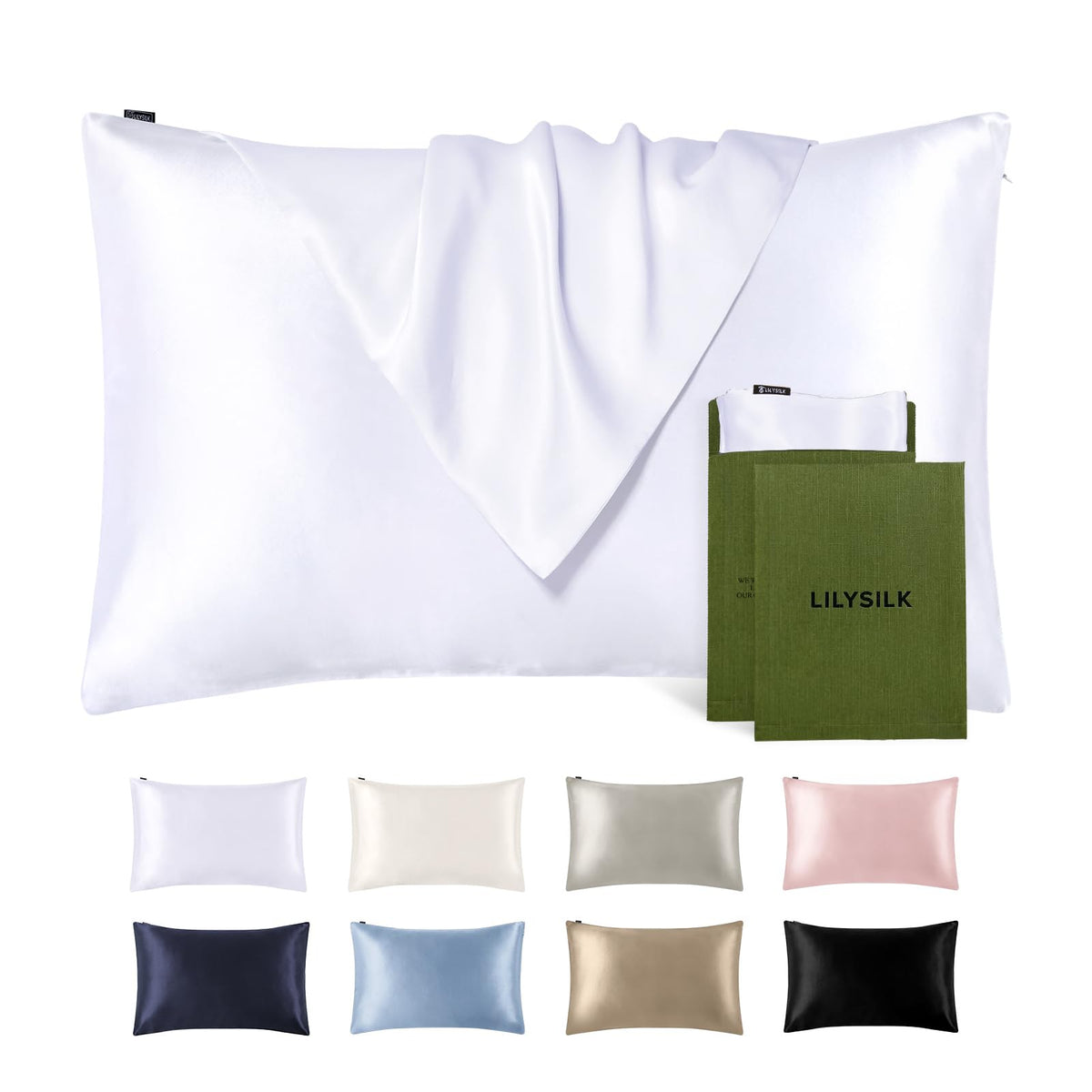Lilysilk Silk Pillowcase For Hair And Skin Standard-100% Mulberry Silk 19 Momme Both Sides Silk Bed Pillow Cover With Hidden Zip