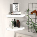 vidaXL Floating Corner Shelves, 2 pcs, Display-Worthy White 9.8"x9.8"x1.5", Durable Honeycomb MDF & Metal, Invisible Mounting