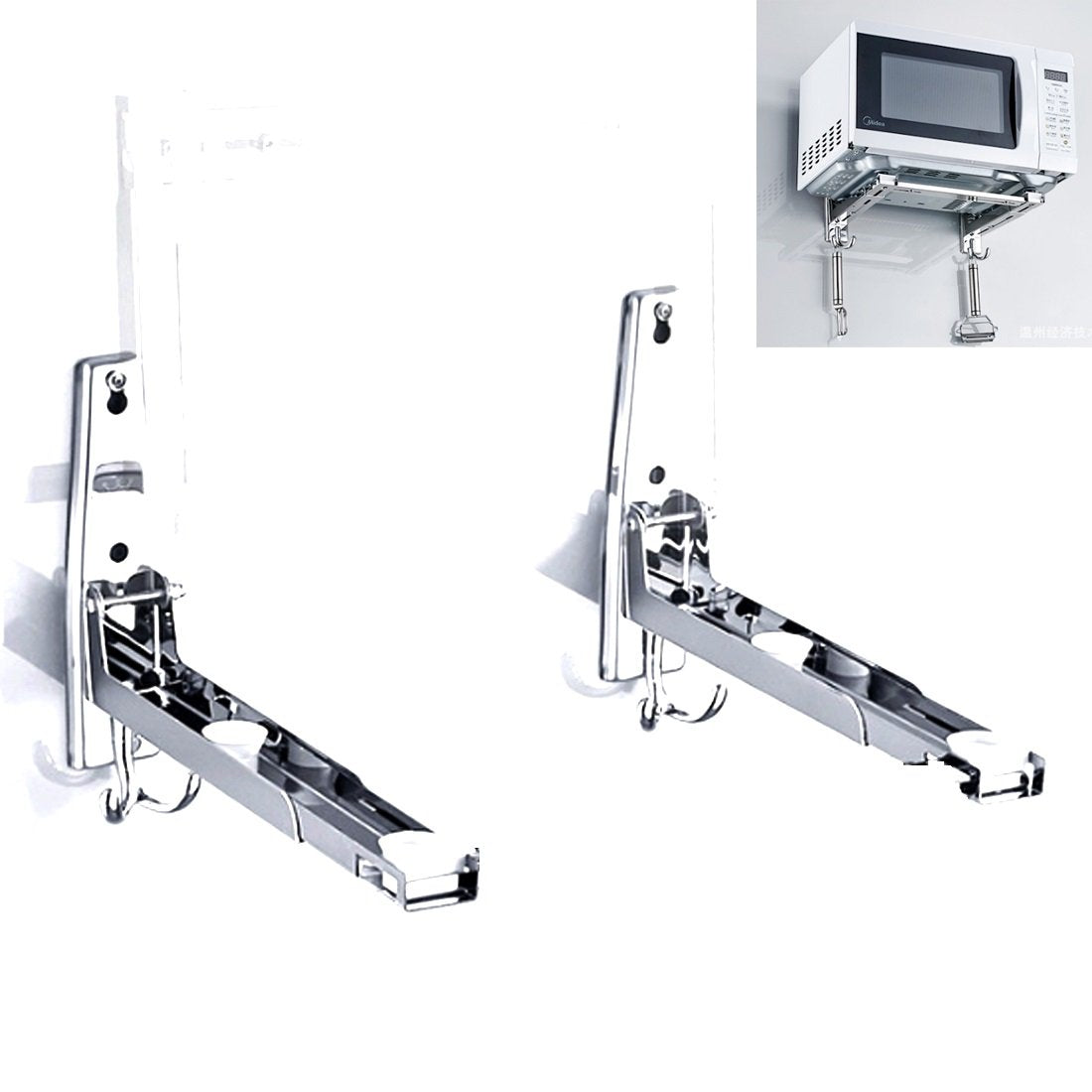 MOTONG Stainless Steel Microwave Oven Wall Mount Stand Holder Shelf with Removable Hook