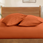 Horbaunal 2 Pack Microfiber Pillowcases Standard Size Burnt Orange Bed Pillow Cases With Envelope Closure, 1800 Thread Count Sof