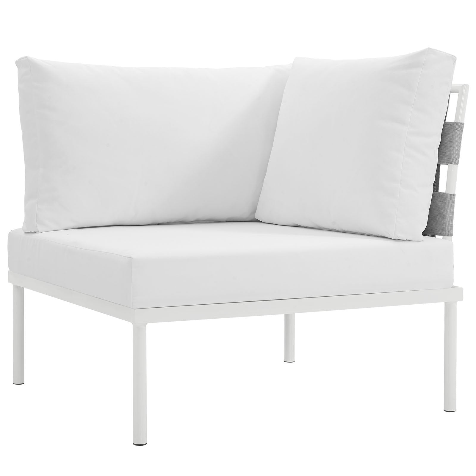 Modway Harmony Outdoor Patio Aluminum, Corner Sofa, White Beige