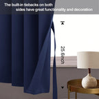Jiuzhen Blackout Curtains With Tiebacks - Thermal Insulated, Light Blocking And Noise Reducing Grommet Curtain Drapes For Bedroom And Living Room, Set Of 2 Panels, 38 X 45 Inch Length, Navy Blue