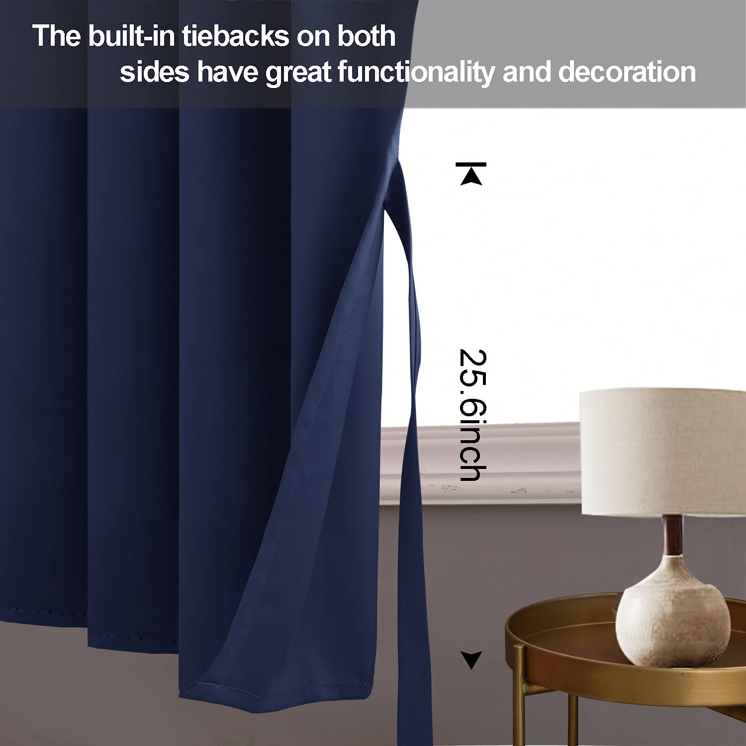 Jiuzhen Blackout Curtains With Tiebacks - Thermal Insulated, Light Blocking And Noise Reducing Grommet Curtain Drapes For Bedroom And Living Room, Set Of 2 Panels, 38 X 45 Inch Length, Navy Blue