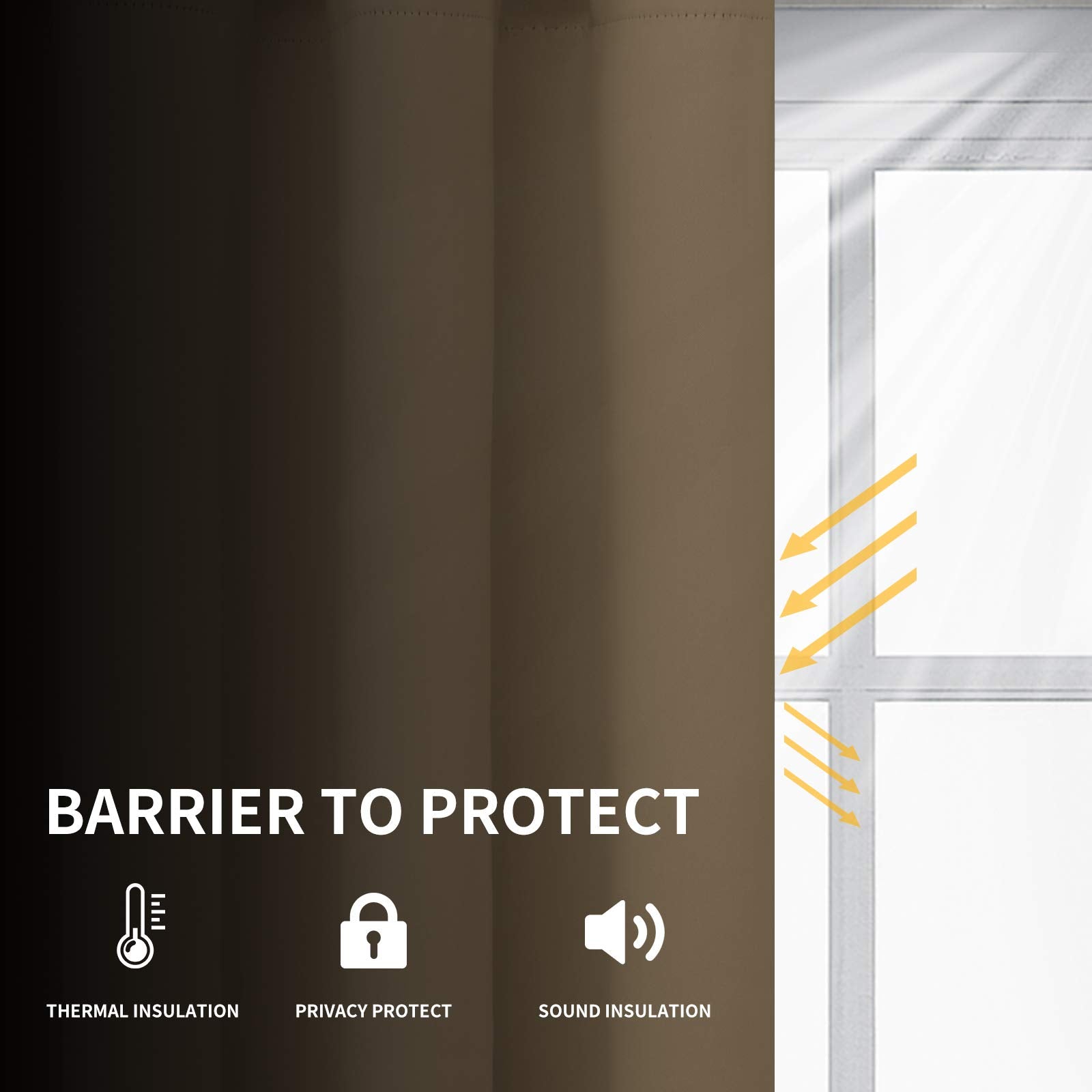 Easy-Going Blackout Curtains For Bedroom, Solid Thermal Insulated Grommet And Noise Reduction Window Drapes, Room Darkening Curtains For Living Room, 2 Panels (52X96 In,Natural)