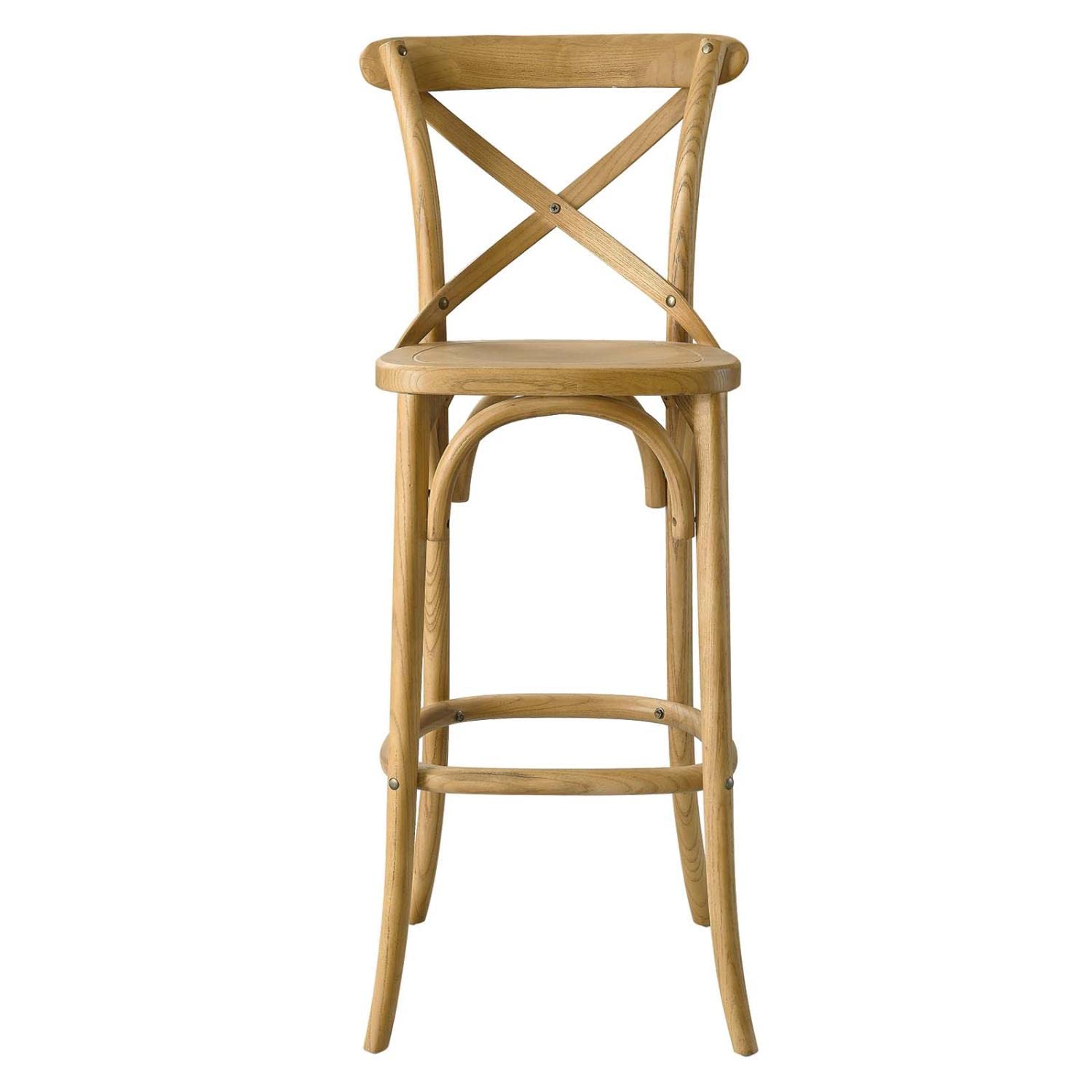 Modway Gear X-Back Wood Bar Stool In Natural
