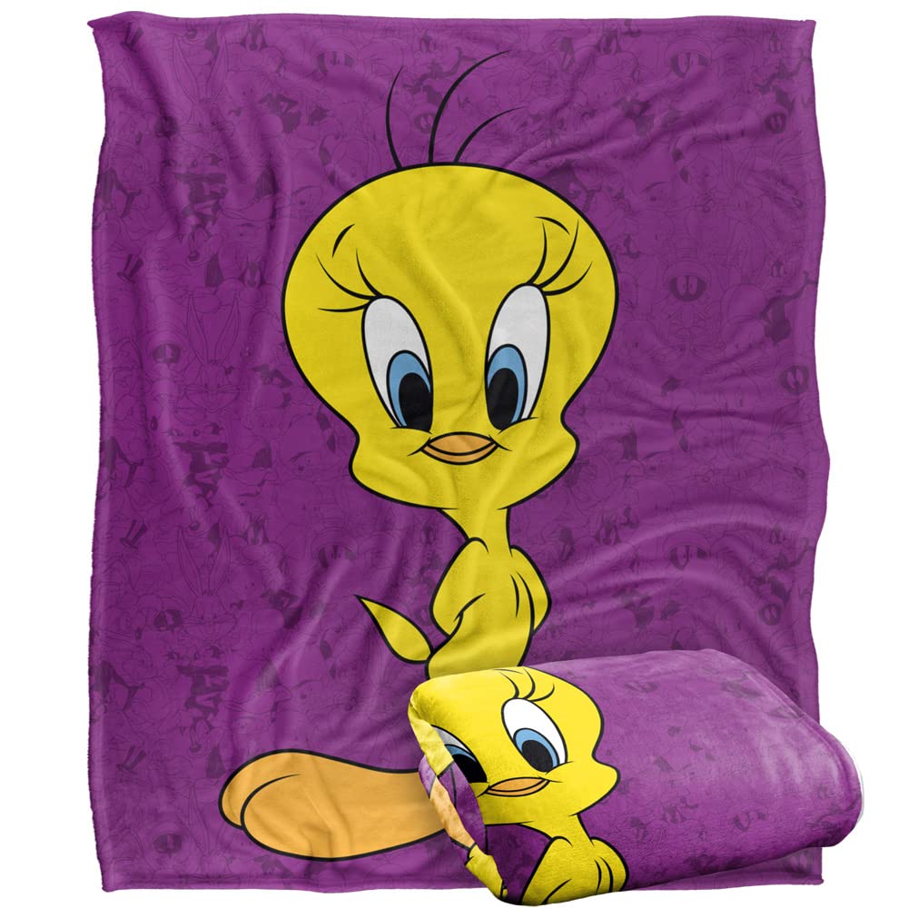 Looney Tunes Blanket, 50x60, Tweety Bird Character Silky Touch Super Soft Throw