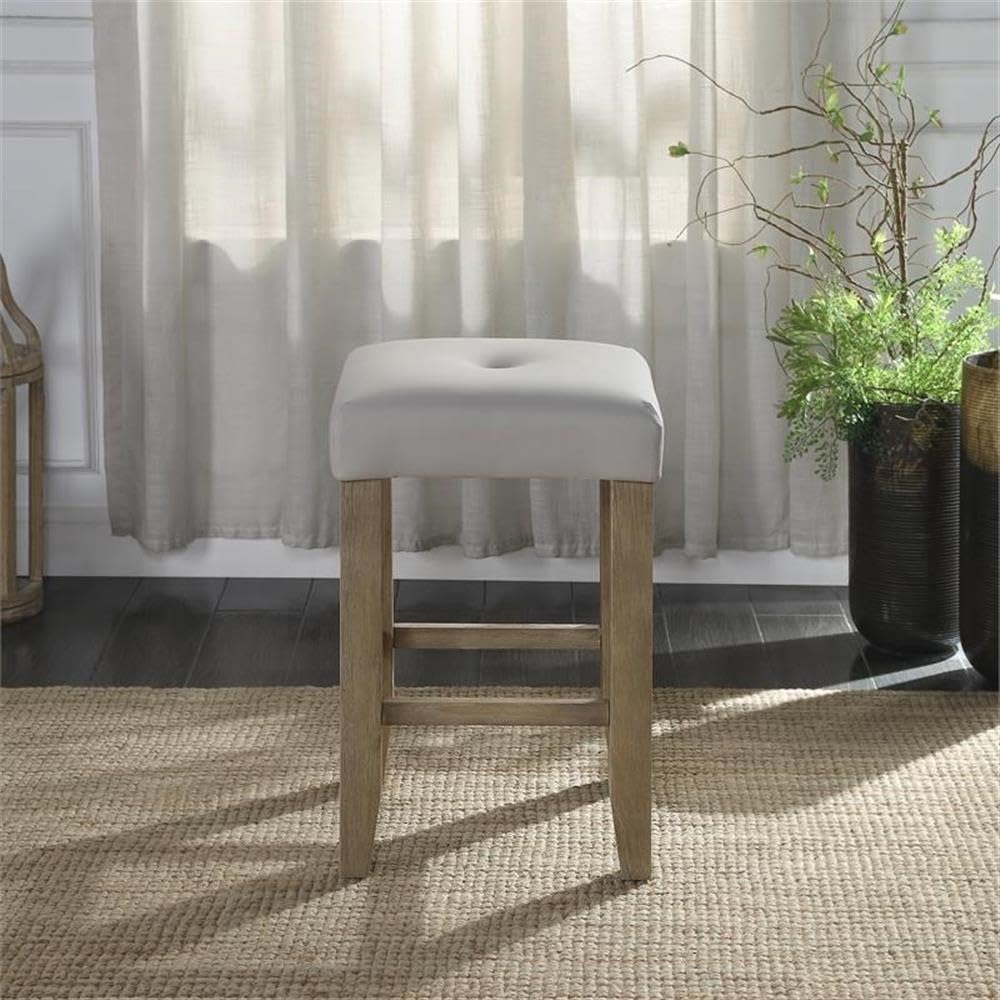 Acme Charnell Faux Leather Counter Height Stool in Gray and Oak Set of 2