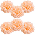 WYZworks Set of 6 - Peach 16 - (6 Pack) Tissue Pom Poms Flower Party Decorations for Weddings, Birthday, Halloween, Bridal, Baby