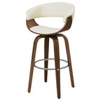 Zion Upholstered Swivel Bar Stool, Walnut and Ecru